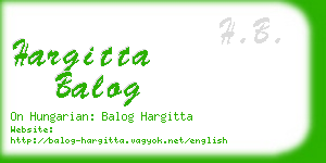 hargitta balog business card